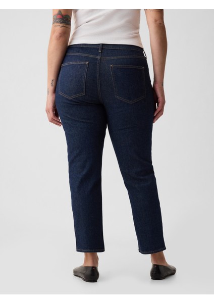 Kadın Lacivert Mid Rise Vintage Slim Jean Pantolon fırsatları