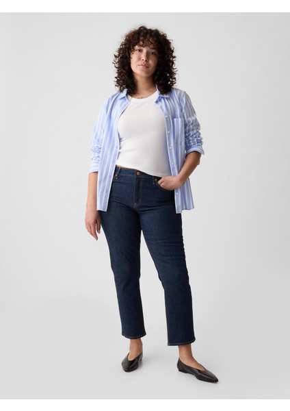 Kadın Lacivert Mid Rise Vintage Slim Jean Pantolon indirimleri