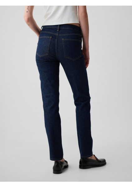 Kadın Lacivert Mid Rise Vintage Slim Jean Pantolon