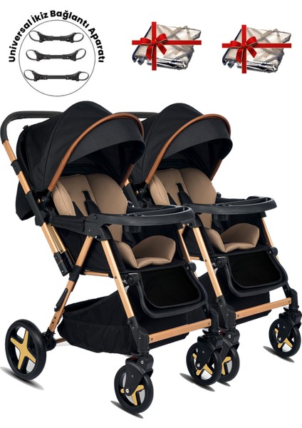 810 Ayrılıp Birleşebilen Çift Yönlü İkiz Bebek Arabası