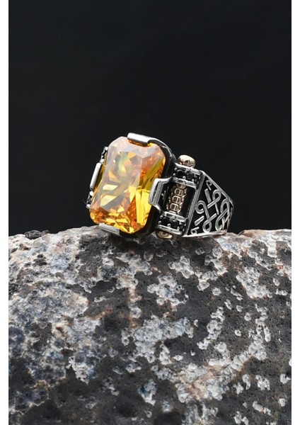 Sitrin Taşlı Baget Kesim 925 Ayar Gümüş Yüzük 902212 fırsatları