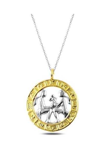 925 Ayar ​gümüş Gold Ikizler Burcu Kadın Gümüş Kolye T4924 (491491)