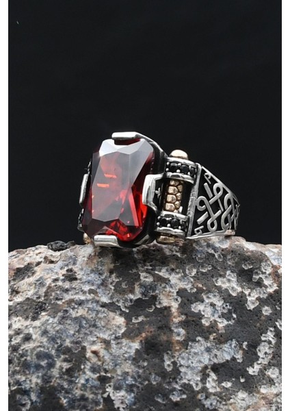 Kırmızı Zirkon Taşlı Baget Kesim 925 Ayar Gümüş Yüzük 902213 fiyatları