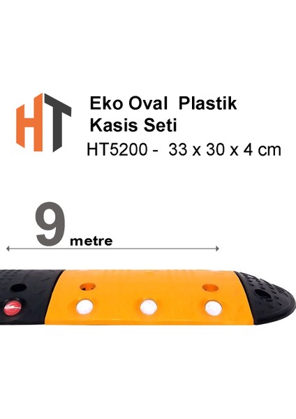 Eko Oval Hız Kesici, Plastik Kasis Seti 33X30X4 cm 9 Metre