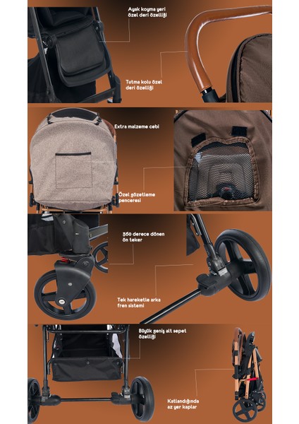 810 Ayrılıp Birleşebilen Çift Yönlü İkiz Bebek Arabası