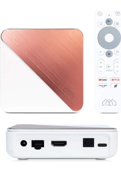 Box R 4k Plus Rose Gold Android Tv Box | 4gb/32gb + M8 Air Mouse + Siyah Type-C Dvb-S Tuner | 3’Lü Set fırsatları