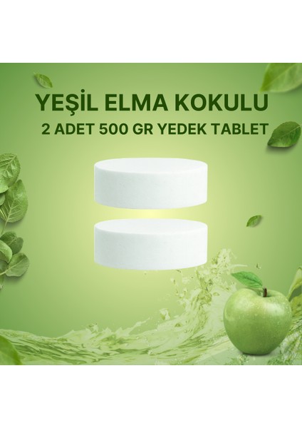 2x500 Gram - Yeşil Elma Kokulu, Nem Alıcı Rutubet Ve Küf Önleyici Yedek Tablet