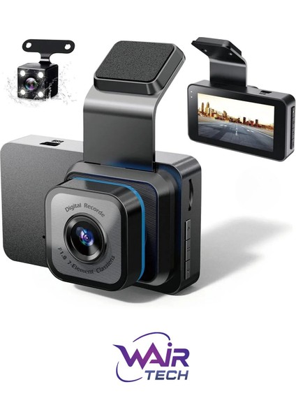 Wifi G-Sensor Gece Görüşlü Ön Arka Kameralı 1296P Hd Ekranlı Araç Kamerası