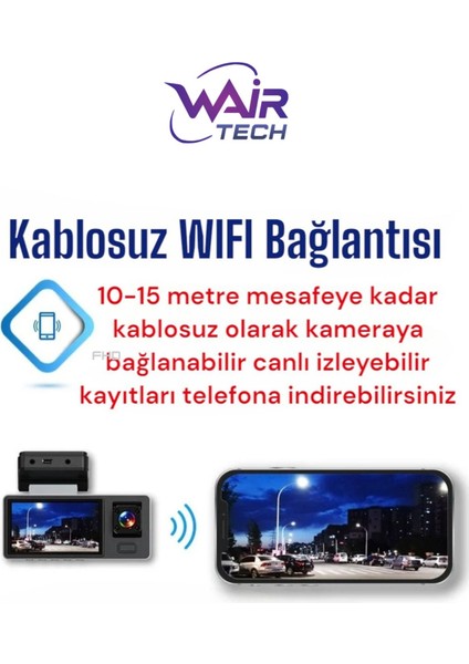Wifi G-Sensor Gece Görüşlü Ön Arka Kameralı 1296P Hd Ekranlı Araç Kamerası indirimleri