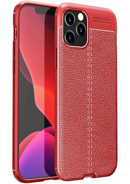 Apple iPhone 12 Pro Max 6.7'' Deri Görünümlü Silikon Kırmızı