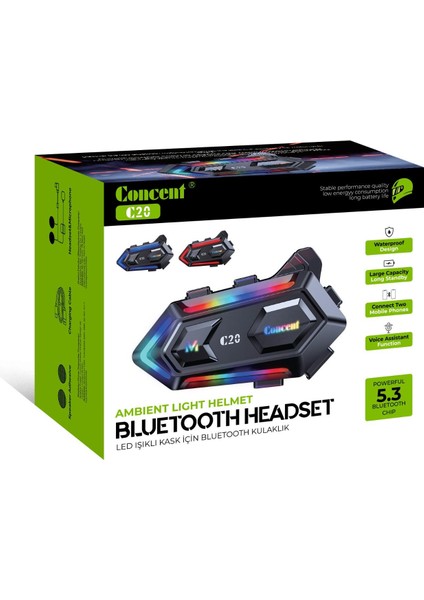 Blic C20 Motor Kurye Kask Kulaklık RGB-Y20 Modlu Bluetooth Motosiklet Kulaklık 5.3 Bluetooth İnterkom fiyatları