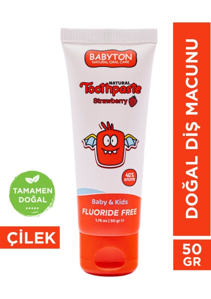 Doğal Çilek Diş Macunu Florürsüz 50 gr