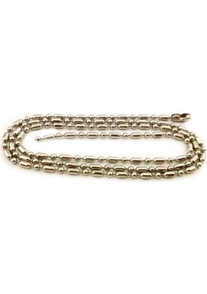 316L Paslanmaz Çelik Ezme Zincirli Erkek Kolye 60 cm