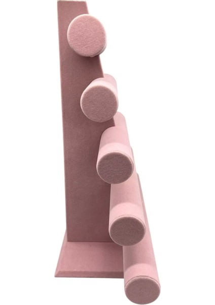 Süet Kumaş Pembe Renk Beş Kademeli 45/34 cm Bileklik-Saat Sergileme Standı modelleri