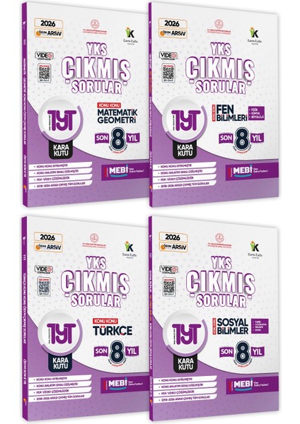 2026 Yks-Tyt Tüm Dersler Çıkmış Soru Bankası Kara Kutu 4lü Set Konu Konu Son 8 Yıl Video/pdf Çözümlü