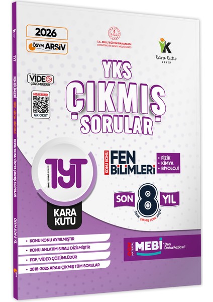2026 Yks-Tyt Tüm Dersler Çıkmış Soru Bankası Kara Kutu 4lü Set Konu Konu Son 8 Yıl Video/pdf Çözümlü modelleri