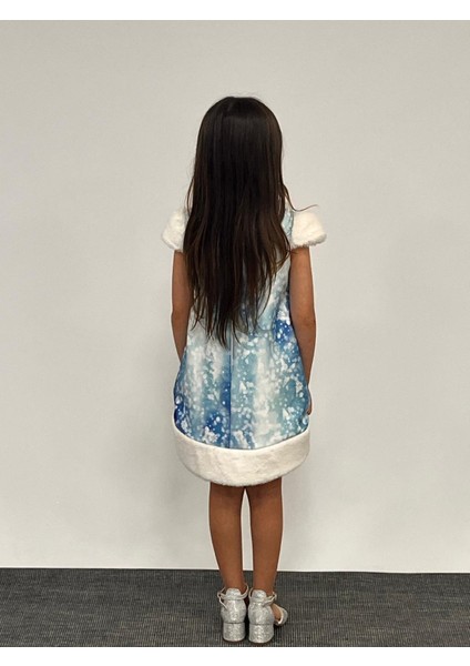 Pamila Kız Çocuk Yakası ve Kolları Kürklü Elbise 1-5 Yaş modelleri