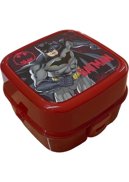 Beslenme Kutusu 4 Bölmeli Batman Kırmızı Renk Erkek Figürlü 1 Adet Yemek Saklama Kabı Beslenme Çantası