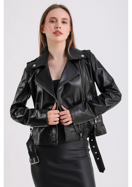 Milenni Kadın Deri Biker Ceket modelleri