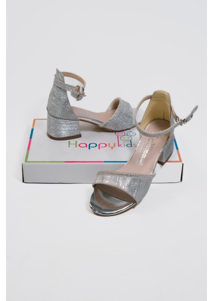 Kız Çocuk Abiye Ayakkabı Çizgili Sutaşlı Gümüş Mezüniyet-Düğün Topuklu Çocukabiye Ayakkabı modelleri