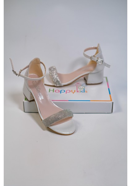 Kız Çocuk Abiye Ayakkabı Krem Rugan Tek Bantlı Taşlı Mezüniyet-Düğün Topuklu Çocuk Abiye Ayakkabı modelleri