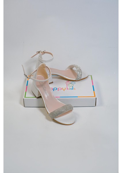 Kız Çocuk Abiye Ayakkabı Krem Rugan Tek Bantlı Taşlı Mezüniyet-Düğün Topuklu Çocuk Abiye Ayakkabı fırsatları