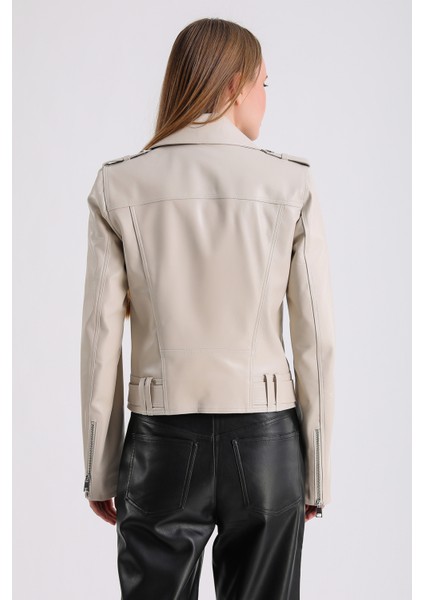 Milenni Kadın Deri Biker Ceket indirimleri