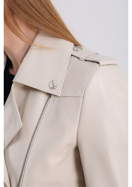 Milenni Kadın Deri Biker Ceket