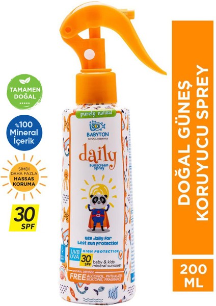 Bebek & Çocuk Doğal Güneş Koruyucu Sprey 30 SPF 200 ml