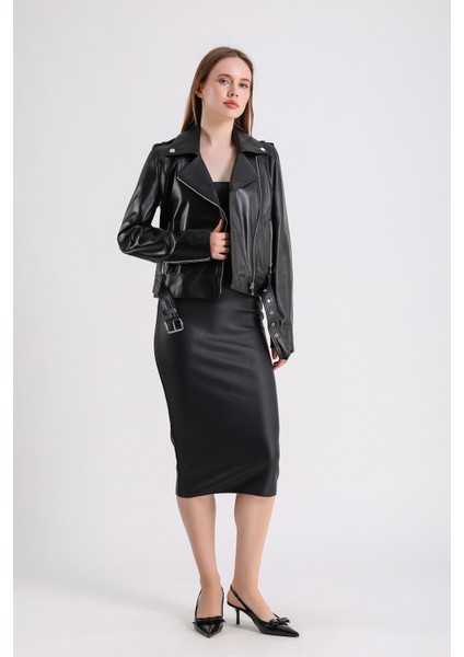 Milenni Kadın Deri Biker Ceket fırsatları