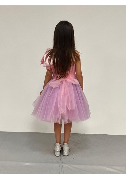 Kız Çocuk Askılı Tek Omuz Kurdele Detaylı Payetli Tüllü Abiye Elbise 4-8 Yaş Yaş modelleri