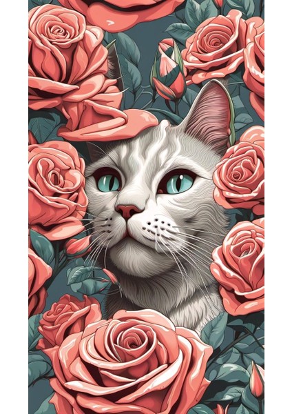 Çiçek Desenli Kedi Vı Ev Duvar Salon Güzellik Salonu Ofis Dükkan Dekarasyon Kanvas Tablo fiyatları