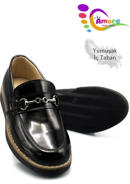 Erkek Çocuk Klasik Ayakkabı Bağcıksız Suni Deri Siyah fiyatları