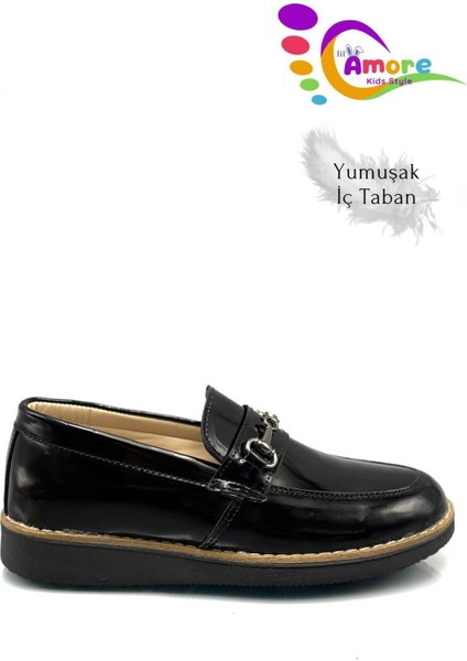 Erkek Çocuk Klasik Ayakkabı Bağcıksız Suni Deri Siyah fırsatları