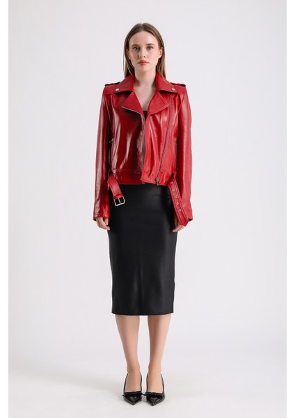 Milenni Kadın Deri Biker Ceket modelleri