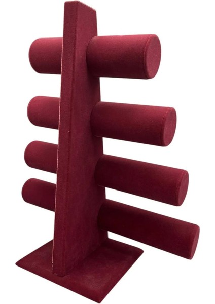 Süet Kumaş Bordo Renk Dört Kademeli 38/34 cm Bileklik-Saat Sergileme Standı fiyatları