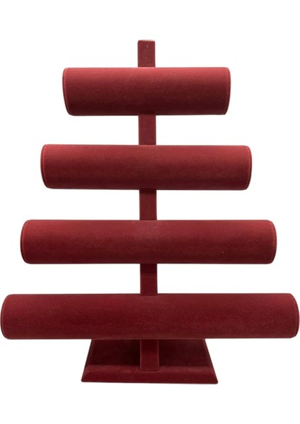 Süet Kumaş Bordo Renk Dört Kademeli 38/34 cm Bileklik-Saat Sergileme Standı modelleri