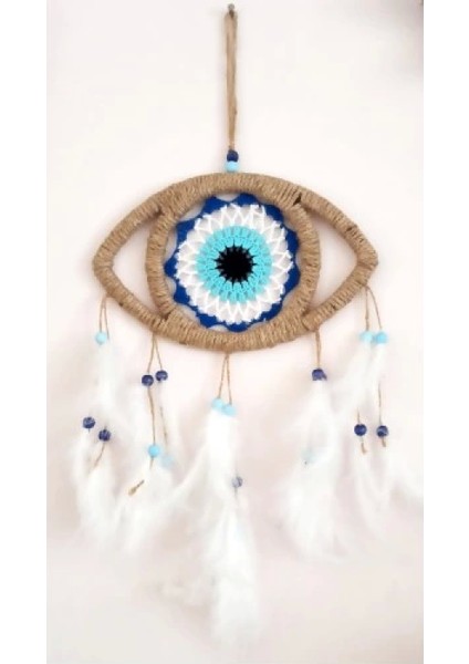 Göz Model Nazar Boncuğu Motifli Kuş Tüylü El Yapımı Düş Kapanı Duvar Dekoru modelleri