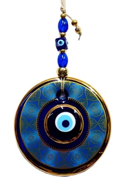 Altın Yaldızlı Nazar Boncuğu Işlemeli El Yapımı Duvar Süsü, Hediyelik Nazarlık