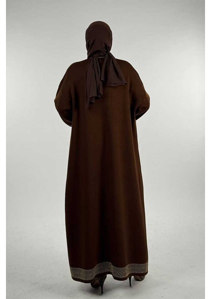 Şerit Desenli Elbise Hırka Takım 18311 Kahverengi fiyatları