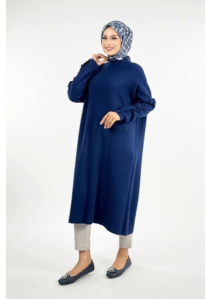 Fırfır Kol Triko Tunik 18305 Lacivert fiyatları