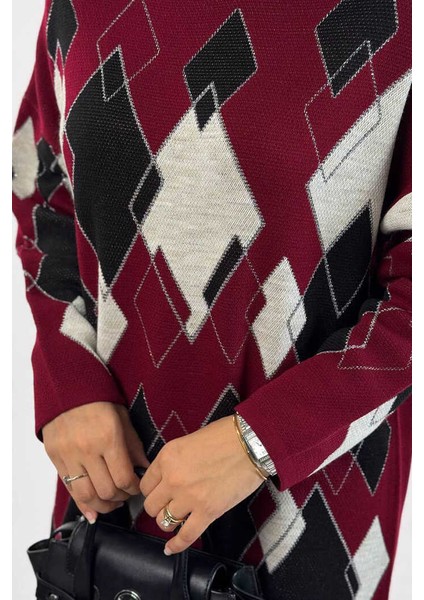 Geometrik Desen Tunik 18316 Bordo fırsatları