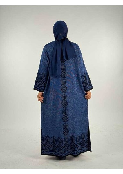 Yırtmaçlı Desenli Uzun Triko Hırka 18317 Lacivert fiyatları