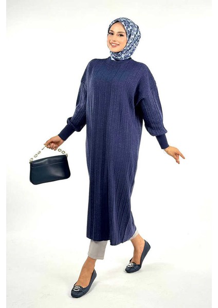 Fitilli Triko Tunik 18302 Lacivert modelleri