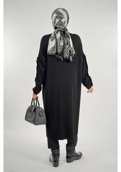 Fırfır Kol Triko Tunik 18305 Siyah fiyatları