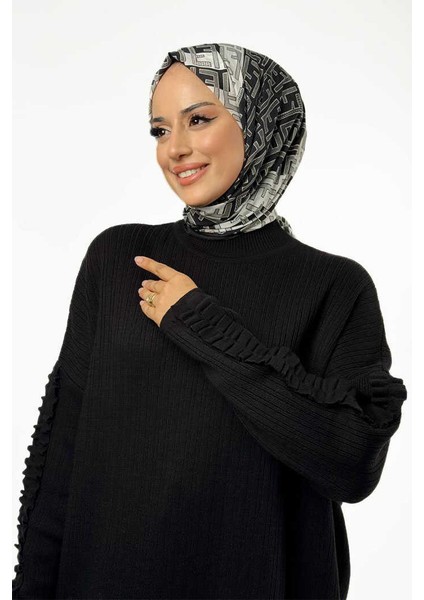 Fırfır Kol Triko Tunik 18305 Siyah fırsatları