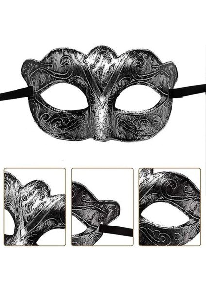 Maskeli Balo Antik Gri Gümüş Eskitilmiş Maske Balo Venedik indirimleri