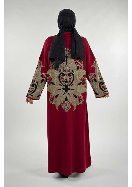 Desenli Fermuarlı Triko Hırka 18320 Bordo fiyatları