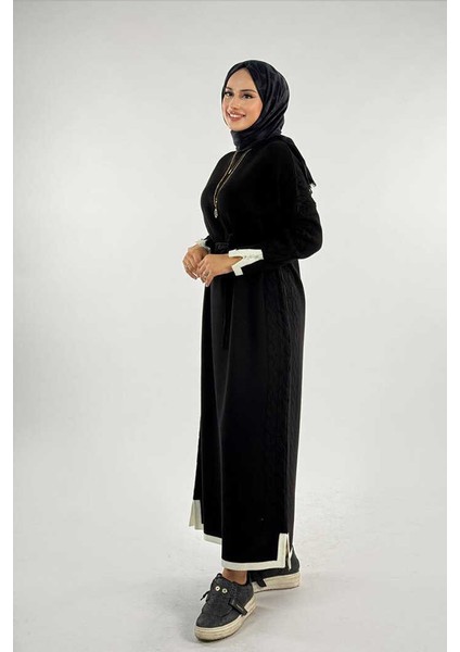 Örgü Detay Triko Elbise 18312 Siyah modelleri