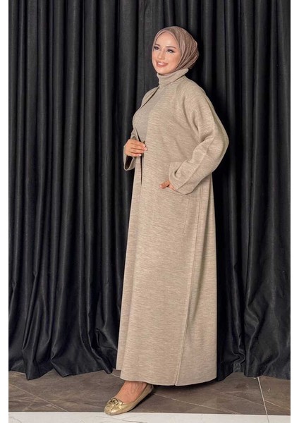 Cep Detaylı Triko Hırka 18313 Vizon modelleri